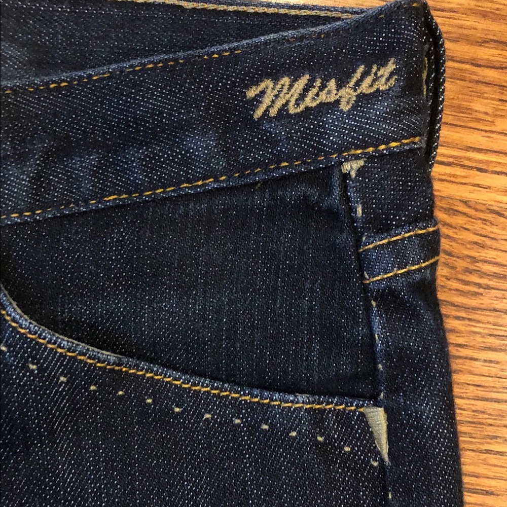 GOLDSIGN Vintage Original Early 00s Y2K Low Rise straight leg dark denim jeans - Picture 4 of 9